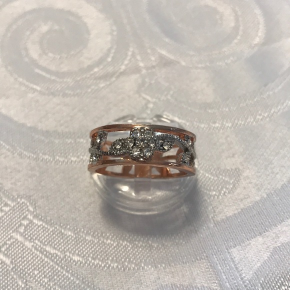 FREE SHIPPING Silver/Rose Gold Band Ring - Picture 4 of 8